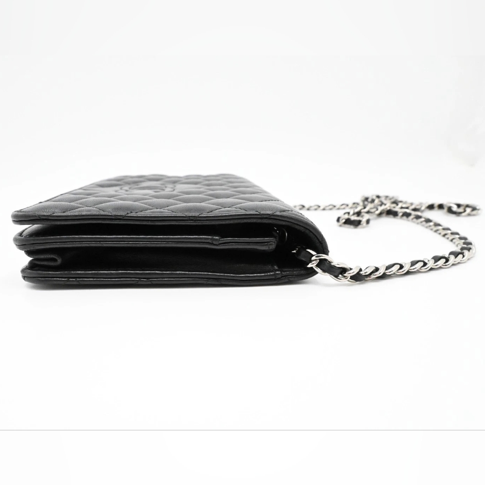Chanel Quilted Lambskin Leather Diamond CC WOC Clutch Bag Silver Hardware - Picture 6 of 16